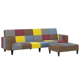 2-Seater Sofa Bed with Footstool Patchwork Fabric - Front View