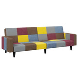 2-Seater Sofa Bed with Footstool Patchwork Fabric - Top-Down View
