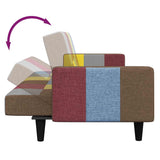 2-Seater Sofa Bed with Footstool Patchwork Fabric - Low Angle