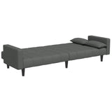 2-Seater Sofa Bed with Footstool Dark Grey Fabric - 45-Degree Angle