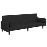 2-Seater Sofa Bed with Footstool Black Fabric - Top-Down View