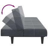 2-Seater Sofa Bed with Footstool Dark Grey Velvet - Low Angle