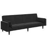 2-Seater Sofa Bed with Footstool Black Velvet - Top-Down View