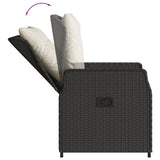 3 Piece Bistro Set with Cushions Black Poly Rattan - 45-Degree Angle
