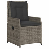5 Piece Garden Dining Set with Cushions Grey Poly Rattan - Side View