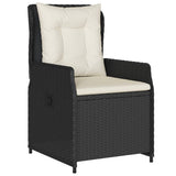7 Piece Garden Dining Set with Cushions Black Poly Rattan - Side View