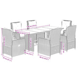 7 Piece Garden Dining Set with Cushions Black Poly Rattan