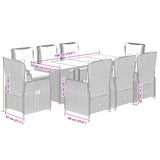 9 Piece Garden Dining Set with Cushions Grey Poly Rattan