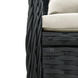 7 Piece Garden Dining Set with Cushions Black Poly Rattan - Rear View