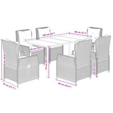 7 Piece Garden Dining Set with Cushions Black Poly Rattan - Low Angle
