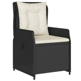 7 Piece Garden Dining Set with Cushions Black Poly Rattan - Side View