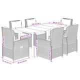 7 Piece Garden Dining Set with Cushions Black Poly Rattan - Low Angle