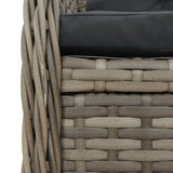 5 Piece Garden Dining Set with Cushions Grey Poly Rattan