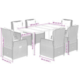 7 Piece Garden Dining Set with Cushions Grey Poly Rattan