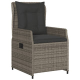 5 Piece Garden Dining Set with Cushions Grey Poly Rattan - Side View