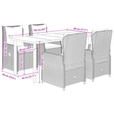 5 Piece Garden Dining Set with Cushions Grey Poly Rattan - Low Angle