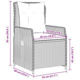 5 Piece Garden Dining Set with Cushions Grey Poly Rattan - Extra Image