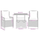 3 Piece Garden Dining Set with Cushions Black Poly Rattan