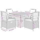 5 Piece Garden Dining Set with Cushions Black Poly Rattan