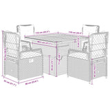 5 Piece Garden Dining Set with Cushions Black Poly Rattan - Extra Image