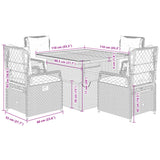 5 Piece Garden Dining Set with Cushions Grey Poly Rattan