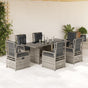 7 Piece Garden Dining Set with Cushions Grey Poly Rattan