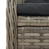 9 Piece Garden Dining Set with Cushions Grey Poly Rattan - Rear View