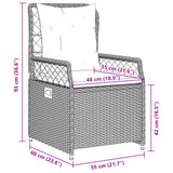 9 Piece Garden Dining Set with Cushions Grey Poly Rattan - Extra Image