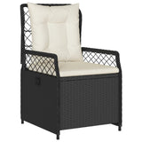 3 Piece Garden Dining Set with Cushions Black Poly Rattan - Side View
