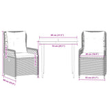 3 Piece Garden Dining Set with Cushions Black Poly Rattan - Low Angle