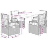 5 Piece Garden Dining Set with Cushions Black Poly Rattan