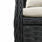 5 Piece Garden Dining Set with Cushions Black Poly Rattan
