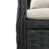 7 Piece Garden Dining Set with Cushions Black Poly Rattan - Rear View