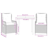 3 Piece Garden Dining Set with Cushions Black Poly Rattan
