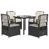 5 Piece Garden Dining Set with Cushions Black Poly Rattan - Front View