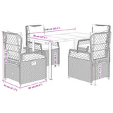 5 Piece Garden Dining Set with Cushions Black Poly Rattan
