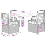 5 Piece Garden Dining Set with Cushions Black Poly Rattan - Low Angle