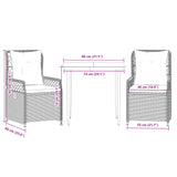 3 Piece Garden Dining Set with Cushions Grey Poly Rattan - Low Angle