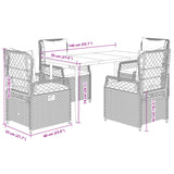 5 Piece Garden Dining Set with Cushions Grey Poly Rattan - Low Angle