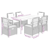 7 Piece Garden Dining Set with Cushions Grey Poly Rattan - Low Angle