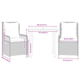 3 Piece Garden Dining Set with Cushions Grey Poly Rattan - Low Angle