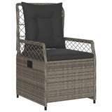 5 Piece Garden Dining Set with Cushions Grey Poly Rattan - Side View
