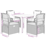 5 Piece Garden Dining Set with Cushions Grey Poly Rattan