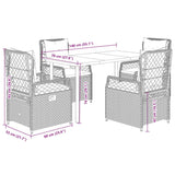 5 Piece Garden Dining Set with Cushions Grey Poly Rattan