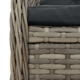 5 Piece Garden Dining Set with Cushions Grey Poly Rattan - Rear View