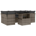 7 Piece Garden Sofa Set with Cushions Grey Poly Rattan