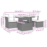6 Piece Garden Sofa Set with Cushions Black Poly Rattan - Extra Image