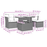 6 Piece Garden Sofa Set with Cushions Grey Poly Rattan - Extra Image
