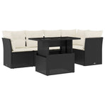 6 Piece Garden Sofa Set with Cushions Black Poly Rattan