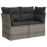 6 Piece Garden Sofa Set with Cushions Grey Poly Rattan - Side View